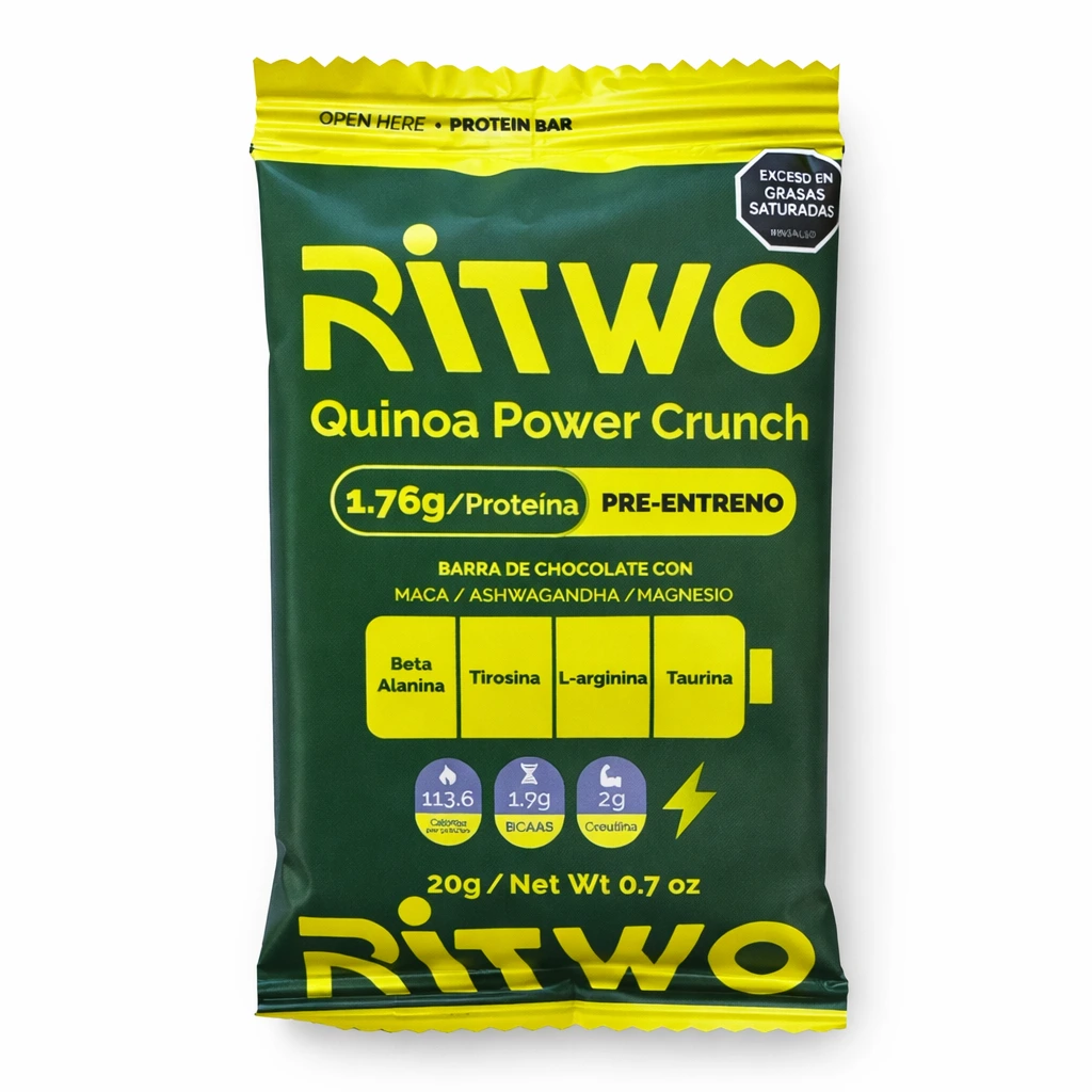 Barra de Chocolate con Proteína PRE-ENTRENO Quinoa Power Crunch